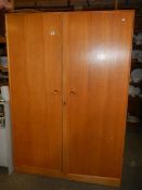 A retro light oak double wardrobe, COLLECT ONLY.