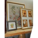 Three framed and glazed floral prints, COLLECT ONLY.