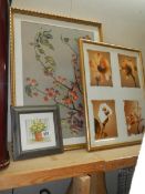 Three framed and glazed floral prints, COLLECT ONLY.