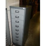 A grey metal nine drawer office chest, COLLECT ONLY.