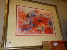 A large framed print of poppies, COLLECT ONLY.