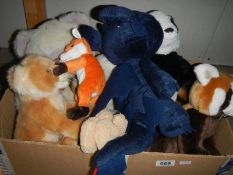 A box of soft toys.