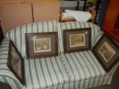 Four framed and glazed 1930's engravings. COLLECT ONLY.