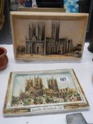 An Osborne ivorex wall plaque of Lincoln Cathedral and one other.