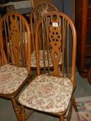 Three wheel back kitchen chairs, COLLECT ONLY.