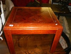 A dark oak coffee table with brass inlay, COLLECT ONLY.