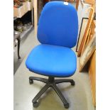 A blue typists chair,. COLLECT ONLY.