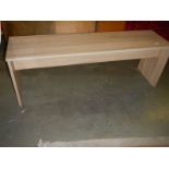 A long limed oak effect bench, COLLECT ONLY.