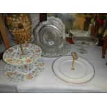 A Minton Haddon Hall cake stand and others.