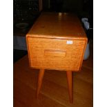 An unusual 1960's single drawer side table on spindle legs, COLLECT ONLY.
