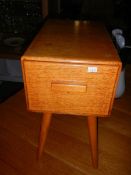 An unusual 1960's single drawer side table on spindle legs, COLLECT ONLY.