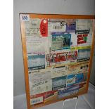 A framed collage of concert tickets including Stone Roses, COLLECT ONLY.