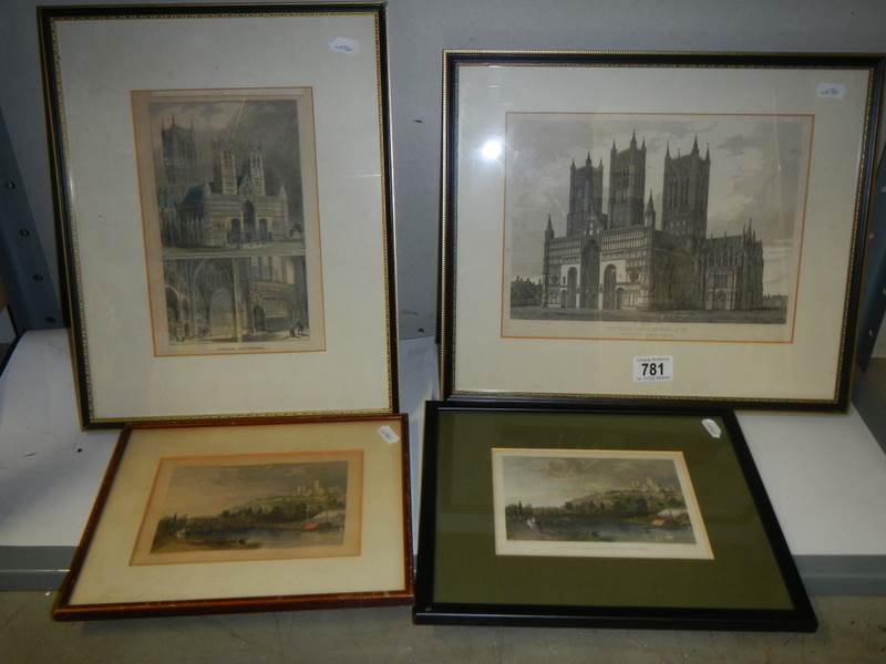 A shelf of early 20th century engravings, COLLECT ONLY