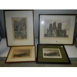 A shelf of early 20th century engravings, COLLECT ONLY