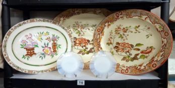 Three large meat platters and two small glass plates. COLLECT ONLY.