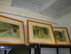 Three good pine framed and glazed Russell Flint prints, COLLECT ONLY.