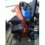 A Flymo Vac, weed sprayer and garden sundries, COLLECT ONLY.