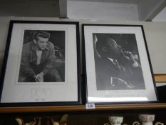 Two framed and glazed prints featuring James Dean and Martin Luther King Jr. COLLECT ONLY.