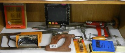 A shelf of assorted tools.