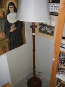 A solid oak standard lamp, COLLECT ONLY.