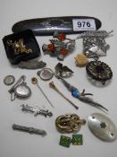 An interesting lot of jewellery including silver inlaid items.