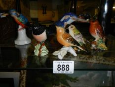 Three Beswick birds, a Copenhagen bird and two others.