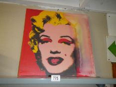 A print on canvas of Marilyn Monroe, COLLECT ONLY.