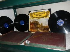 A quantity of 78 rpm records.