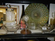 A mixed lot of glass ware including good hobnail cut decanter. COLLECT ONLY.