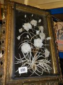 A Victorian floral display in gilded frame, a/f.