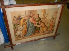 A framed early 20th century of Jesus restoring a blind mans sight, COLLECT ONLY.