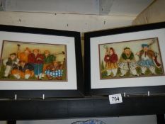 A pair of framed and glazed Scottish golfing humorous prints.