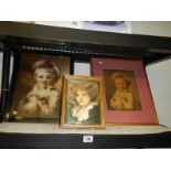 Three framed and glazed portrait prints of children, COLLECT ONLY.