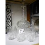 A 20th century decanter and a quantity of glasses. COLLECT ONLY