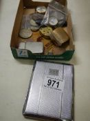 A mixed lot including cigarette case, coins etc.,