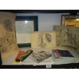 A mixed lot of pencil drawings etc., COLLECT ONLY.