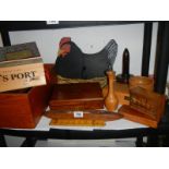 A good lot of wooden boxes, spinning shuttle, ruler etc.,