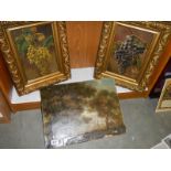 Two gilt framed Victorian oils on canvas and one other.