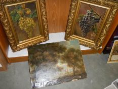 Two gilt framed Victorian oils on canvas and one other.