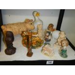 A mixed lot of figures including animals.