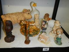 A mixed lot of figures including animals.