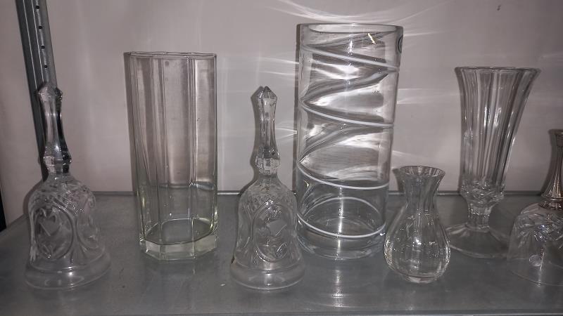 A Glass Vase and Glass bells - Image 2 of 3