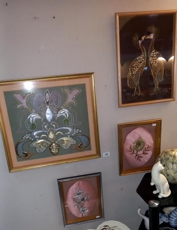 4 framed 3D silk pictures