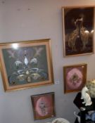 4 framed 3D silk pictures