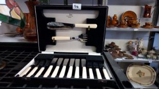 A cased vintage Walker and Hall Fish Knives and Forks with servers.