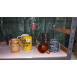 A frog mug, beer tankards & steins, large Haake-beck glass boot etc. COLLECT ONLY