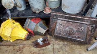2 cast iron hoppers & iron etc. COLLECT ONLY
