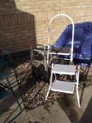 A pair of step ladders and a wheeled trolley - Collection Only