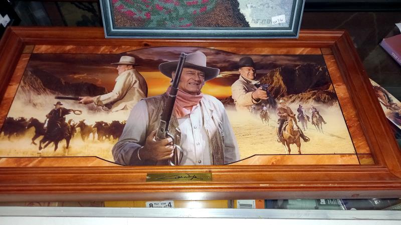 A quantity of John Wayne related items including LE of 95 John Wayne knife a/f, bugle, plaque, - Image 5 of 9