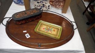 A large oval tray with brass gallery etc - Collection only